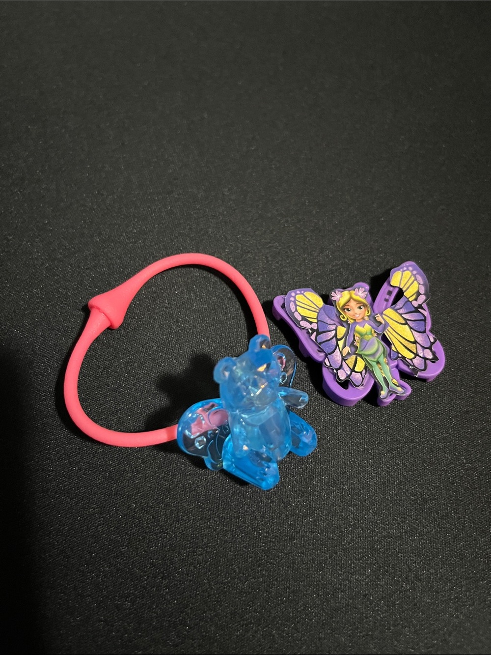 $2 Add-On Kids' Pink Bracelet with Blue Bear Charm & Purple Butterfly Toy